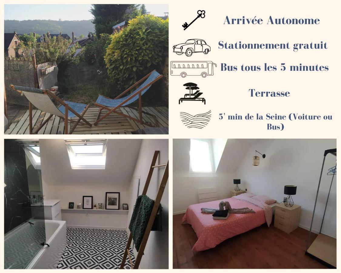 Le Nid Normand Avec Terrasse - Stationnement Facile Et Gratuit - 5 Min Seine Deville-les-Rouen Exterior foto